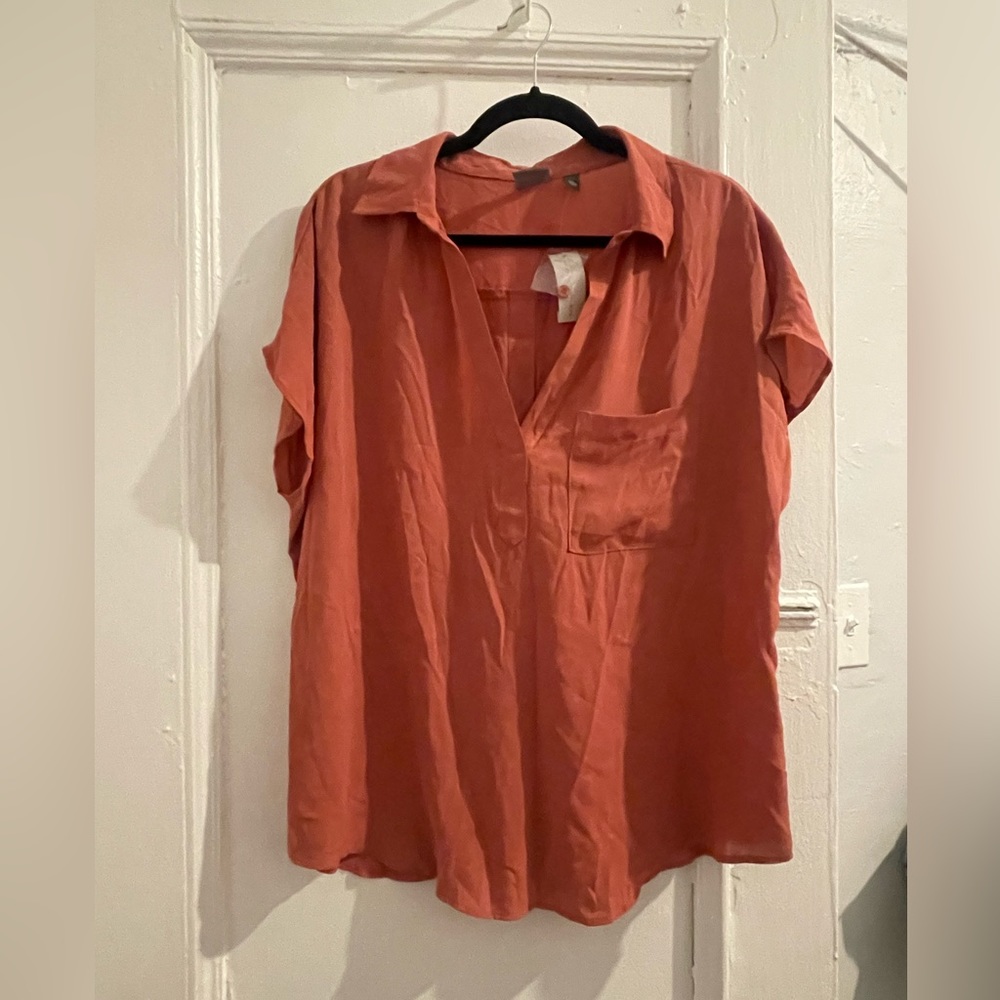 NY & Company Peach Short Sleeve Top